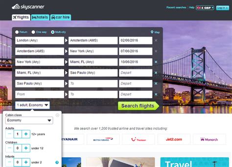 skyscanner multi city search.